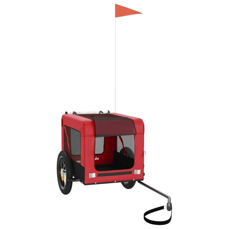 vidaXL mājdzīvnieku velo piekabe, sarkana ar melnu, audums un dzelzs