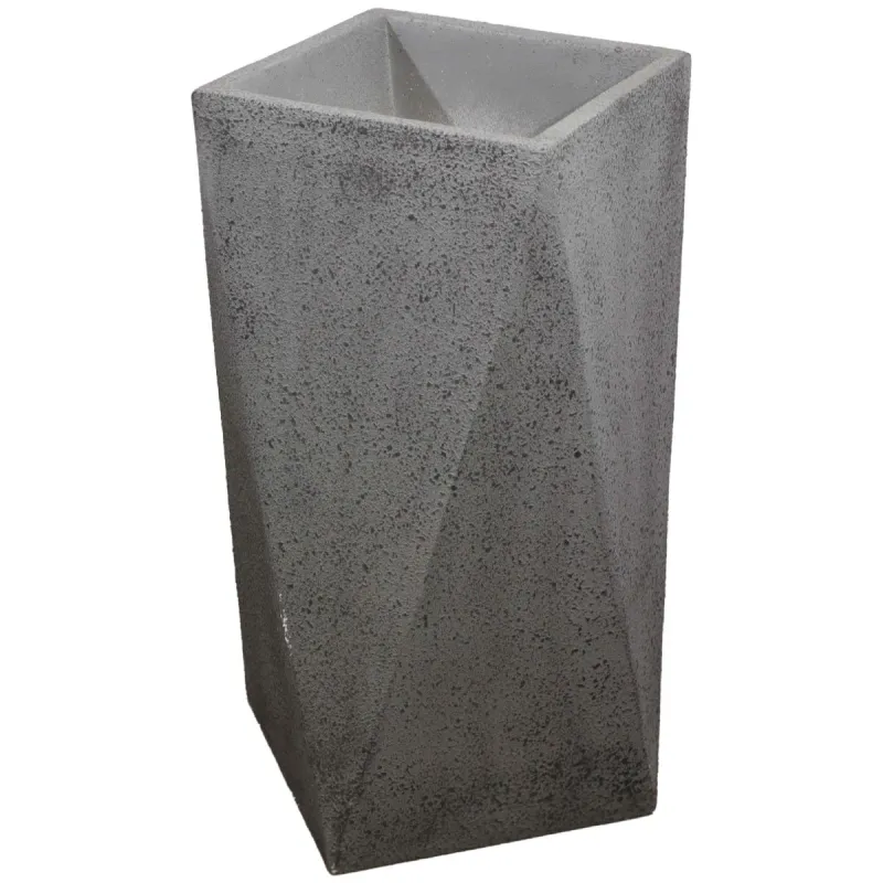 Puķu pods stiklšķiedras ģeometriskas formas 50x50x80cm, pelēks