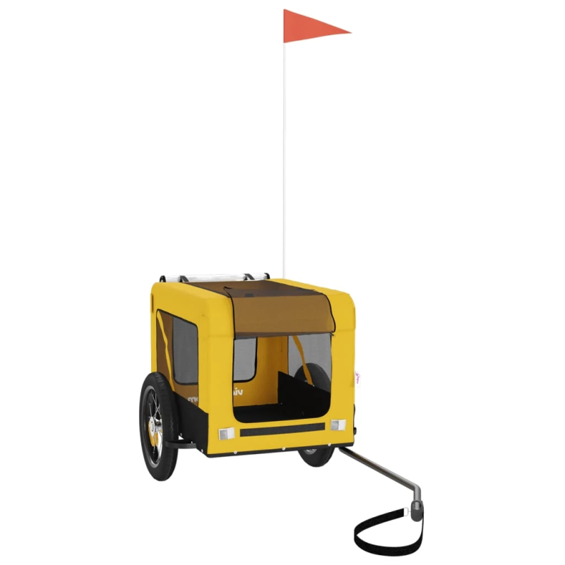 vidaXL mājdzīvnieku velo piekabe, dzeltena ar melnu, audums, dzelzs