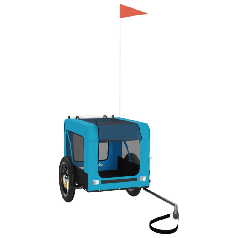 vidaXL mājdzīvnieku velo piekabe, zila ar melnu, audums un dzelzs