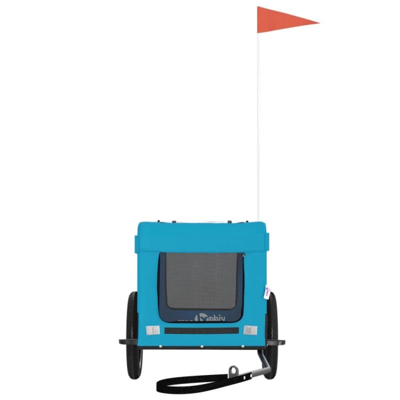 vidaXL mājdzīvnieku velo piekabe, zila ar melnu, audums un dzelzs