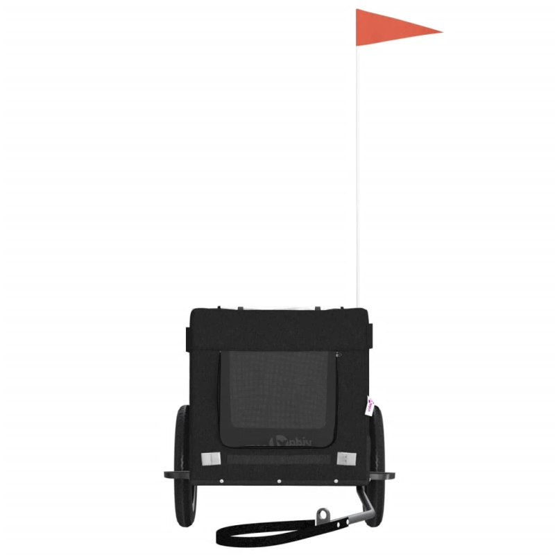 vidaXL mājdzīvnieku velo piekabe, melna, Oksfordas audums un dzelzs