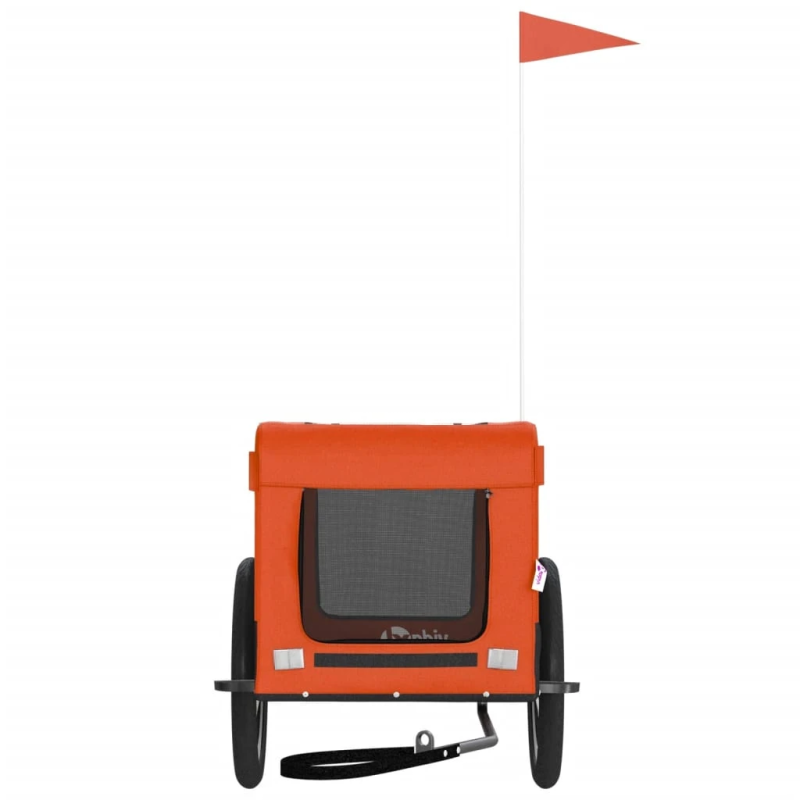 vidaXL mājdzīvnieku velo piekabe, melna ar oranžu, audums un dzelzs