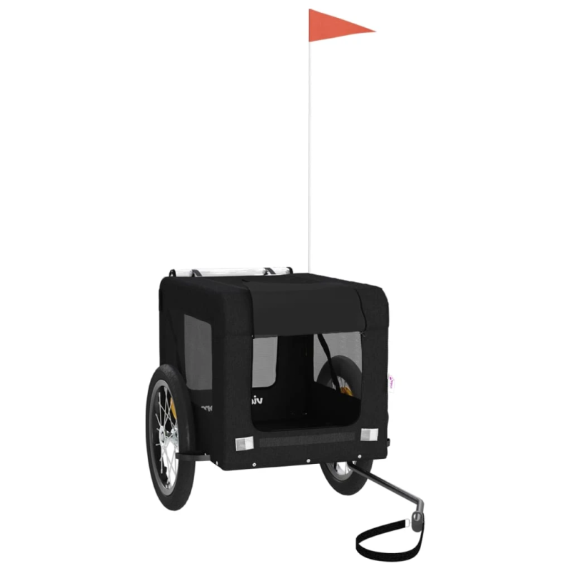 vidaXL mājdzīvnieku velo piekabe, melna, Oksfordas audums un dzelzs