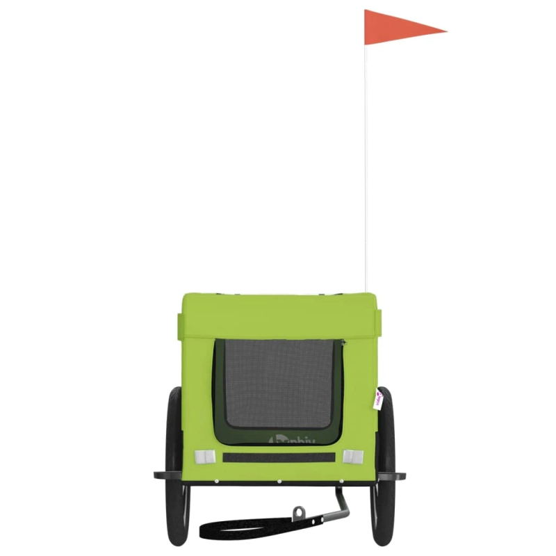 vidaXL mājdzīvnieku velo piekabe, zaļa ar melnu, audums un dzelzs