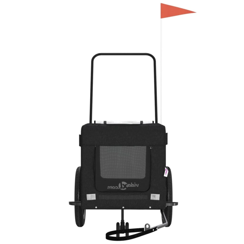 vidaXL mājdzīvnieku velo piekabe, melna, Oksfordas audums un dzelzs