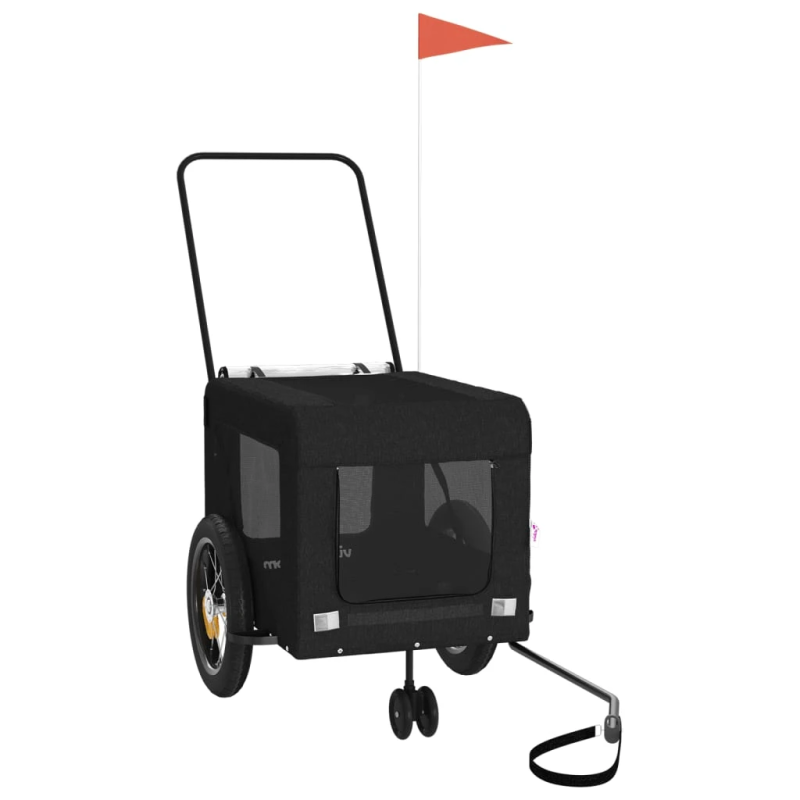 vidaXL mājdzīvnieku velo piekabe, melna, Oksfordas audums un dzelzs