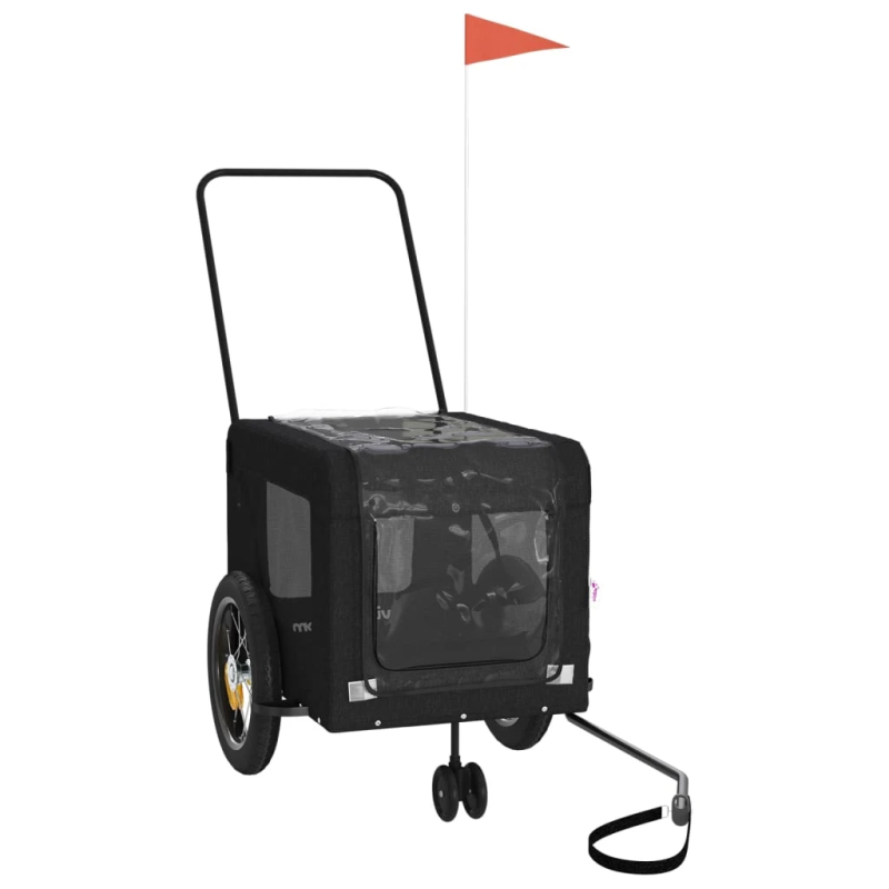 vidaXL mājdzīvnieku velo piekabe, melna, Oksfordas audums un dzelzs