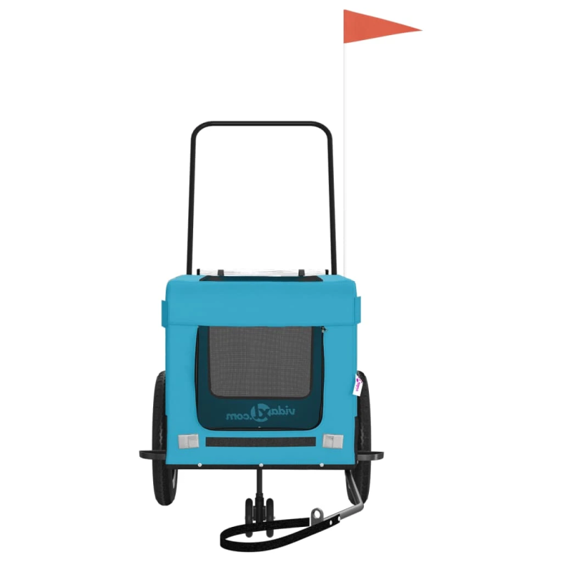 vidaXL mājdzīvnieku velo piekabe, zila ar melnu, audums un dzelzs