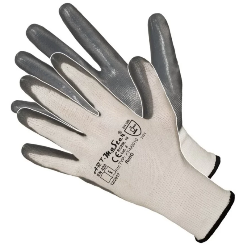 Cimdi poliestera ar nitrila pārklāti 8.izm pelēkas