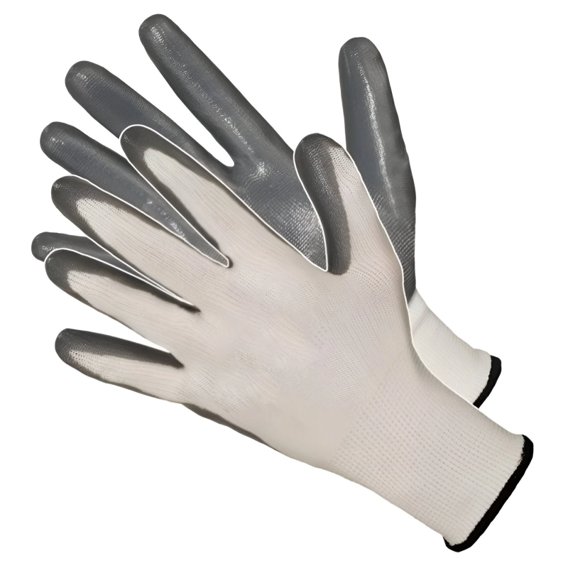 Cimdi poliester ar nitrila pārkl. 9.izm pelēkas