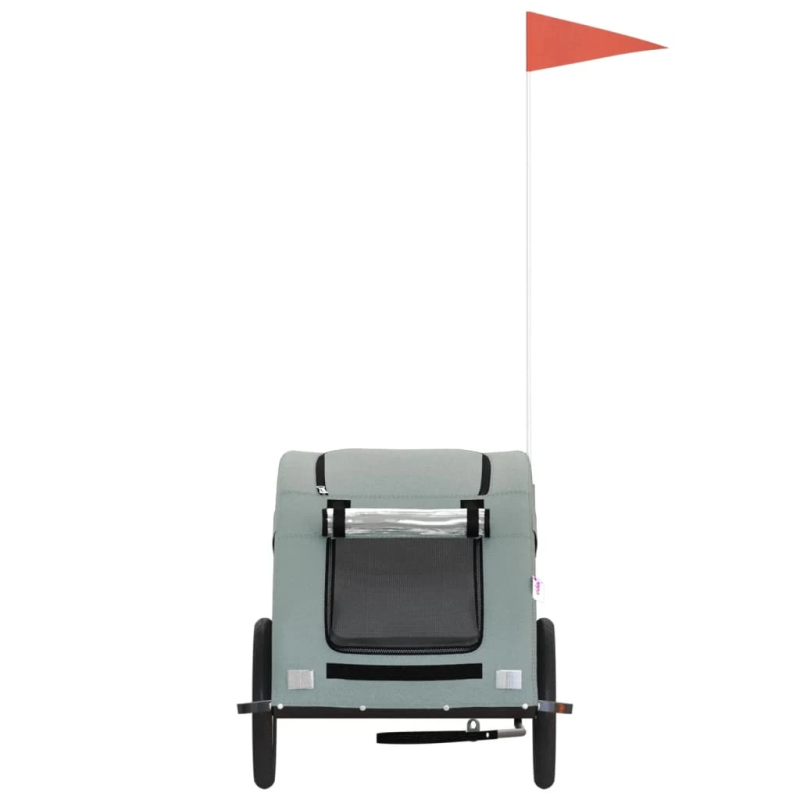 vidaXL mājdzīvnieku velo piekabe, pelēka, Oksfordas audums, dzelzs