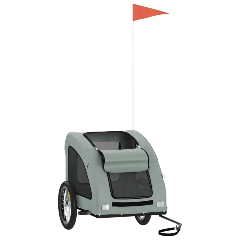 vidaXL mājdzīvnieku velo piekabe, pelēka, Oksfordas audums, dzelzs