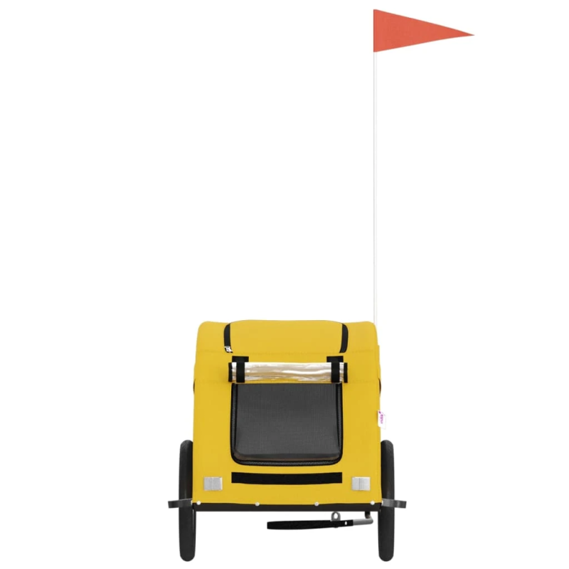 vidaXL mājdzīvnieku velo piekabe, dzeltena, Oksfordas audums, dzelzs