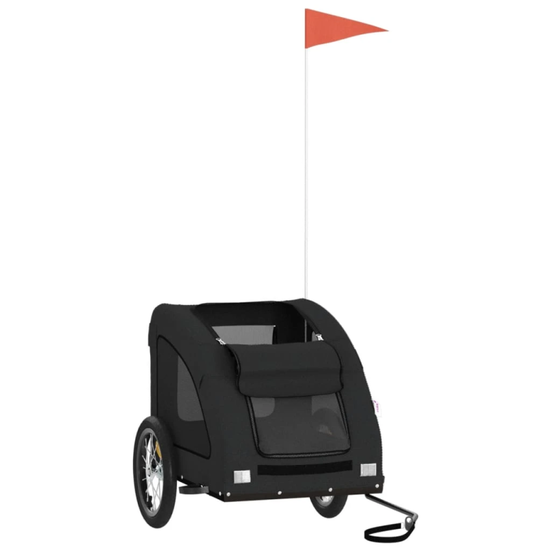 vidaXL mājdzīvnieku velo piekabe, melna, Oksfordas audums un dzelzs