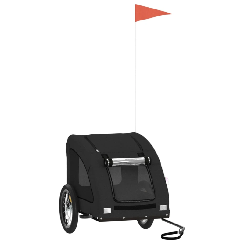 vidaXL mājdzīvnieku velo piekabe, melna, Oksfordas audums un dzelzs