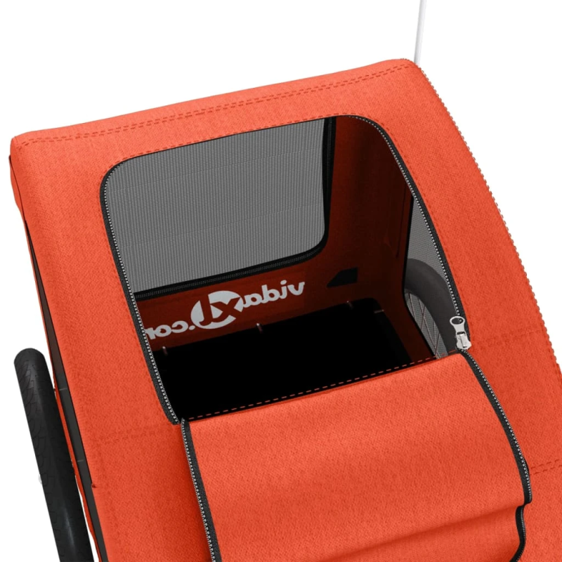 vidaXL mājdzīvnieku velo piekabe, oranža, Oksfordas audums un dzelzs