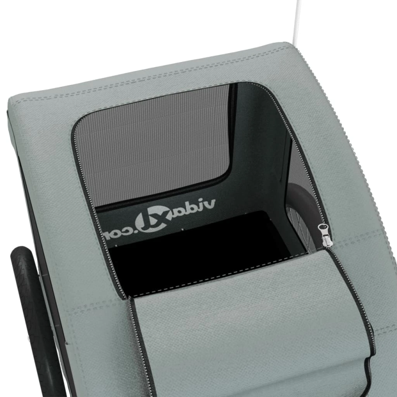 vidaXL mājdzīvnieku velo piekabe, pelēka, Oksfordas audums, dzelzs