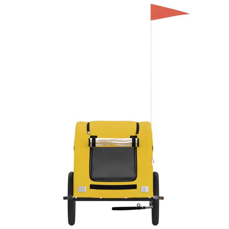 vidaXL mājdzīvnieku velo piekabe, dzeltena, Oksfordas audums, dzelzs