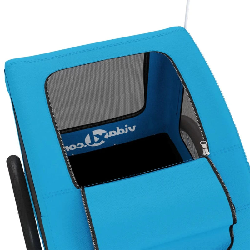 vidaXL mājdzīvnieku velo piekabe, zila, Oksfordas audums un dzelzs