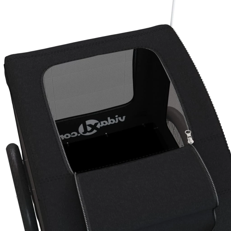 vidaXL mājdzīvnieku velo piekabe, melna, Oksfordas audums un dzelzs