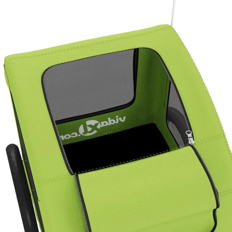 vidaXL mājdzīvnieku velo piekabe, zaļa, Oksfordas audums, dzelzs