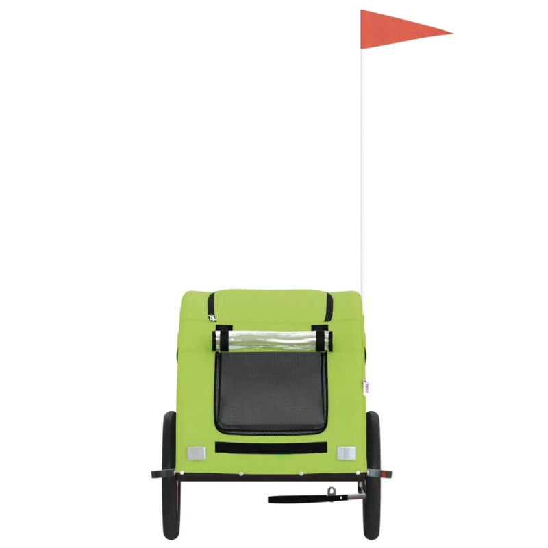 vidaXL mājdzīvnieku velo piekabe, zaļa, Oksfordas audums, dzelzs