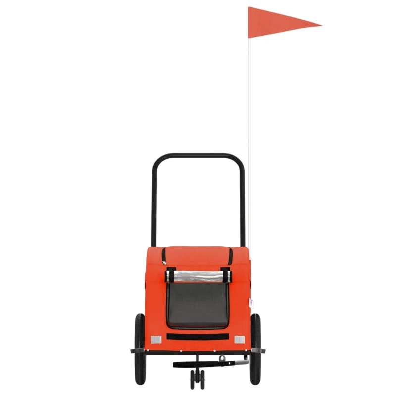 vidaXL mājdzīvnieku velo piekabe, oranža ar pelēku, audums un dzelzs