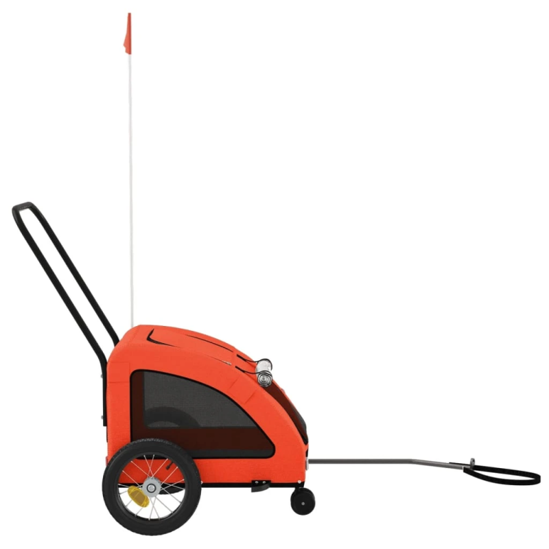 vidaXL mājdzīvnieku velo piekabe, oranža ar pelēku, audums un dzelzs