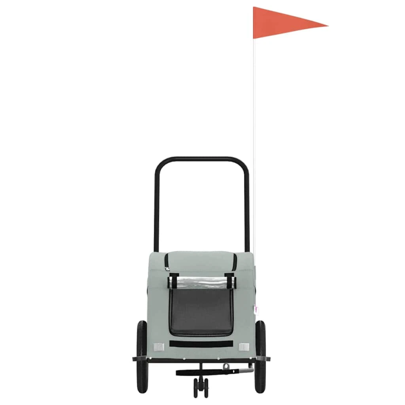 vidaXL mājdzīvnieku velo piekabe, pelēka, Oksfordas audums, dzelzs