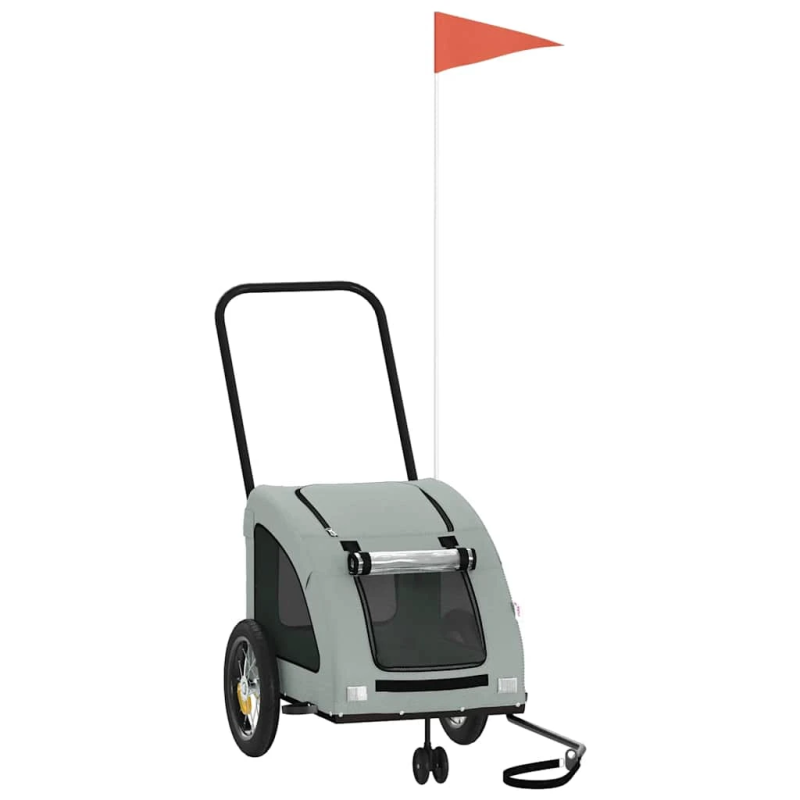 vidaXL mājdzīvnieku velo piekabe, pelēka, Oksfordas audums, dzelzs