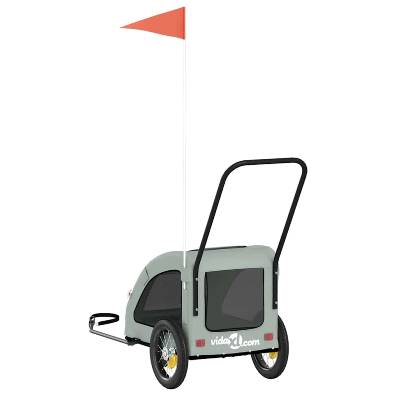 vidaXL mājdzīvnieku velo piekabe, pelēka, Oksfordas audums, dzelzs