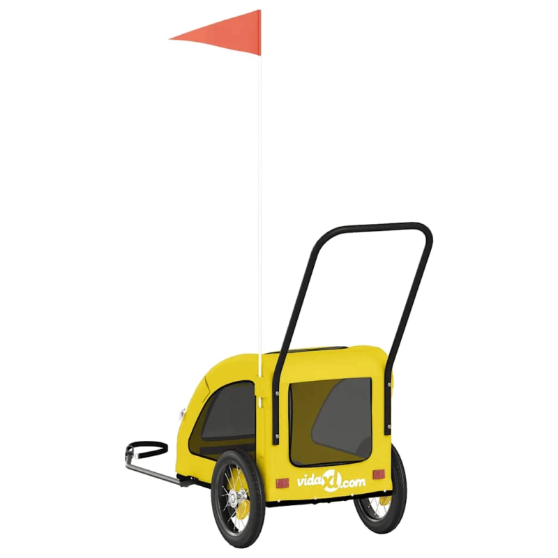 vidaXL mājdzīvnieku velo piekabe, dzeltena, Oksfordas audums, dzelzs