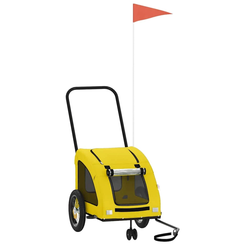 vidaXL mājdzīvnieku velo piekabe, dzeltena, Oksfordas audums, dzelzs