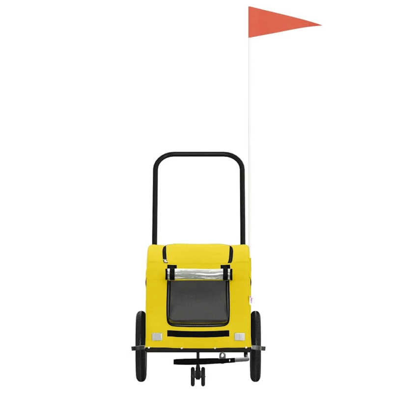 vidaXL mājdzīvnieku velo piekabe, dzeltena, Oksfordas audums, dzelzs