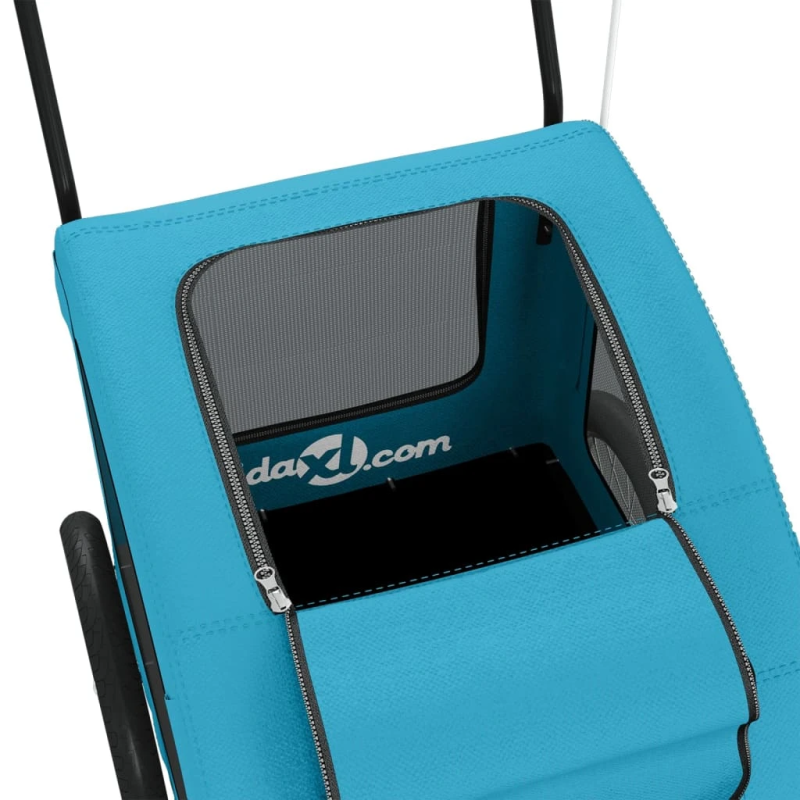 vidaXL mājdzīvnieku velo piekabe, zila, Oksfordas audums un dzelzs