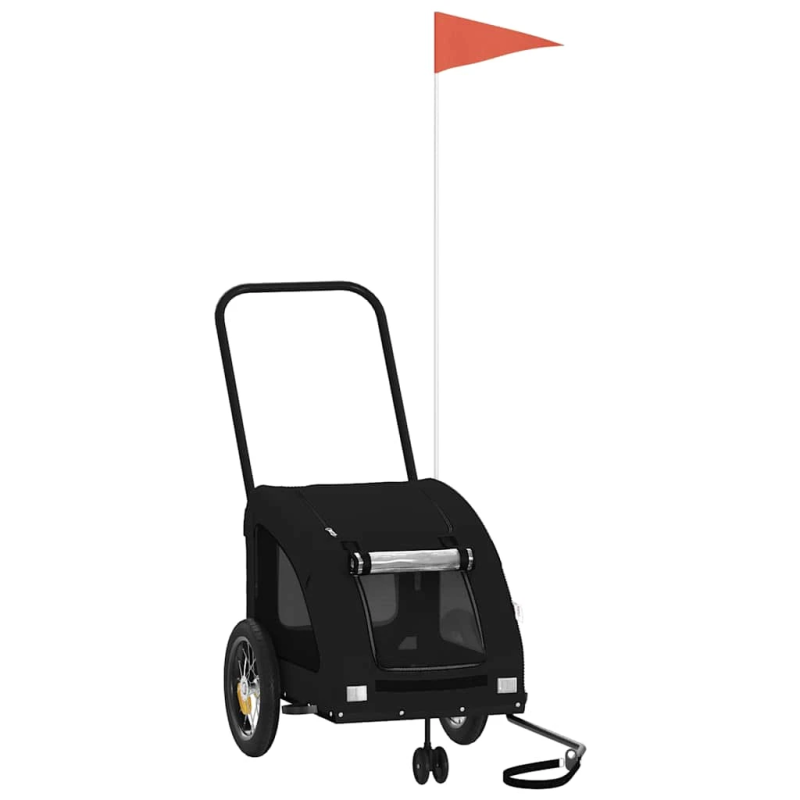 vidaXL mājdzīvnieku velo piekabe, melna, Oksfordas audums un dzelzs