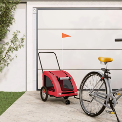 vidaXL mājdzīvnieku velo piekabe, sarkana, Oksfordas audums, dzelzs