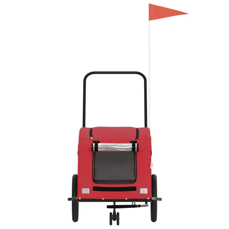 vidaXL mājdzīvnieku velo piekabe, sarkana, Oksfordas audums, dzelzs