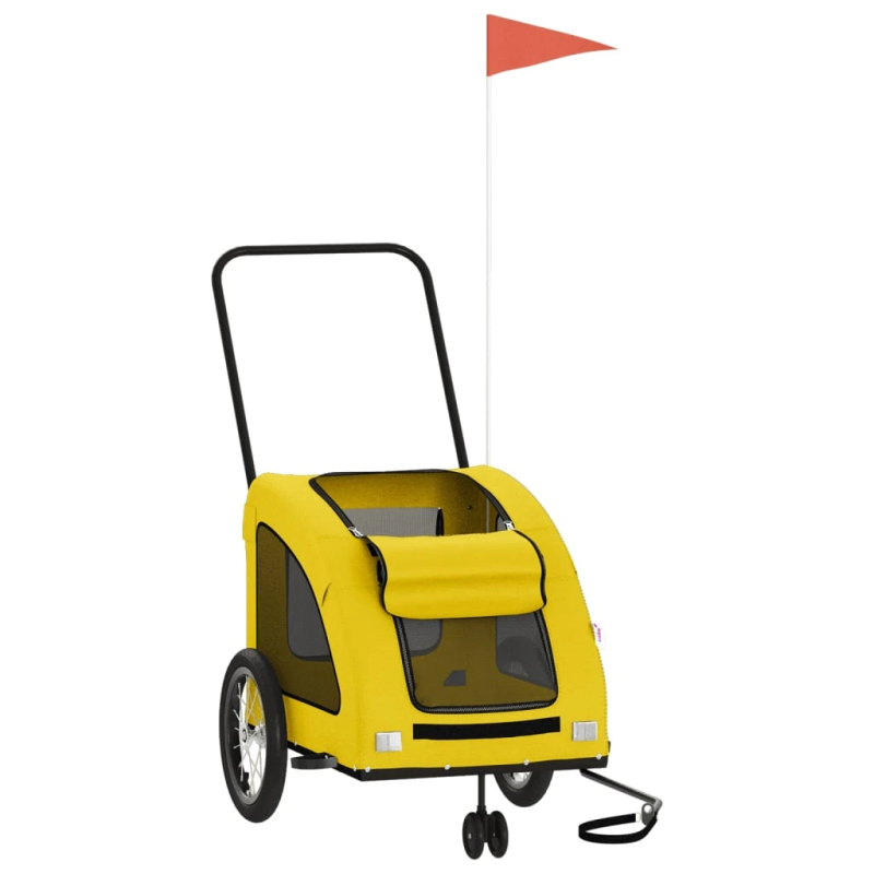 vidaXL mājdzīvnieku velo piekabe, dzeltena, Oksfordas audums, dzelzs