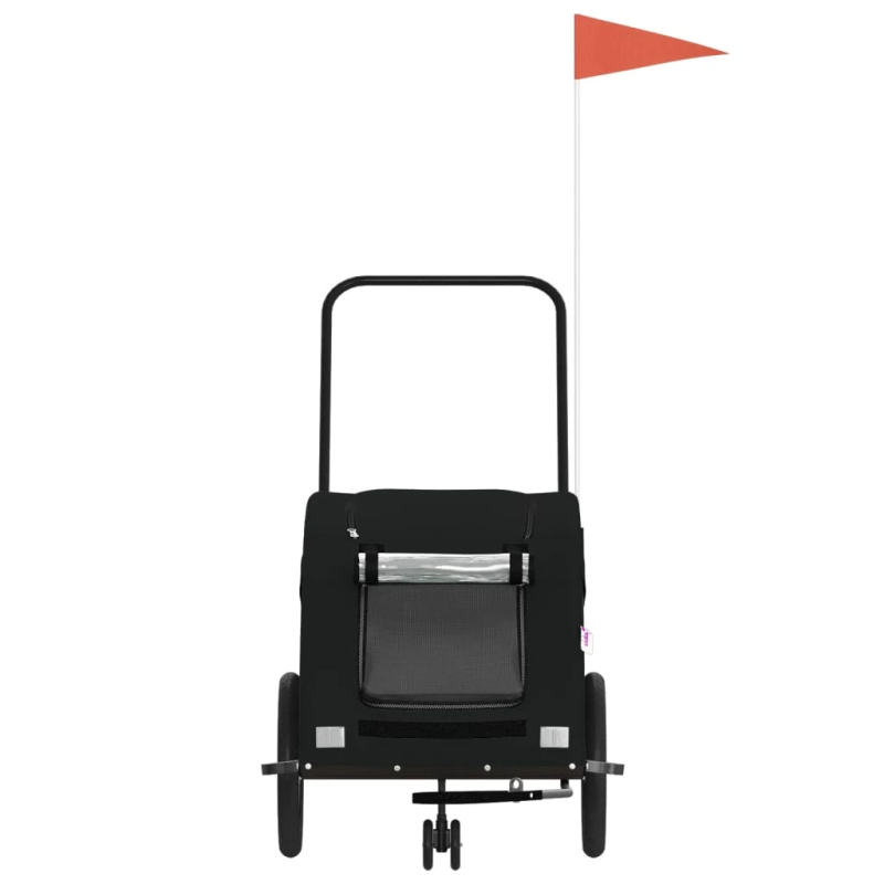 vidaXL mājdzīvnieku velo piekabe, melna, Oksfordas audums un dzelzs