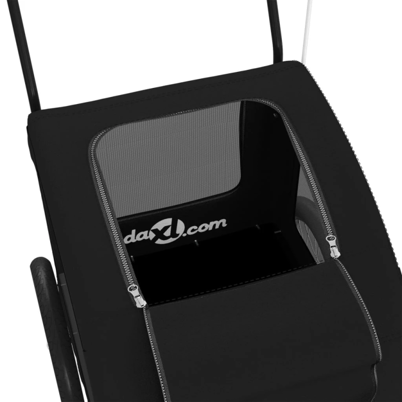 vidaXL mājdzīvnieku velo piekabe, melna, Oksfordas audums un dzelzs