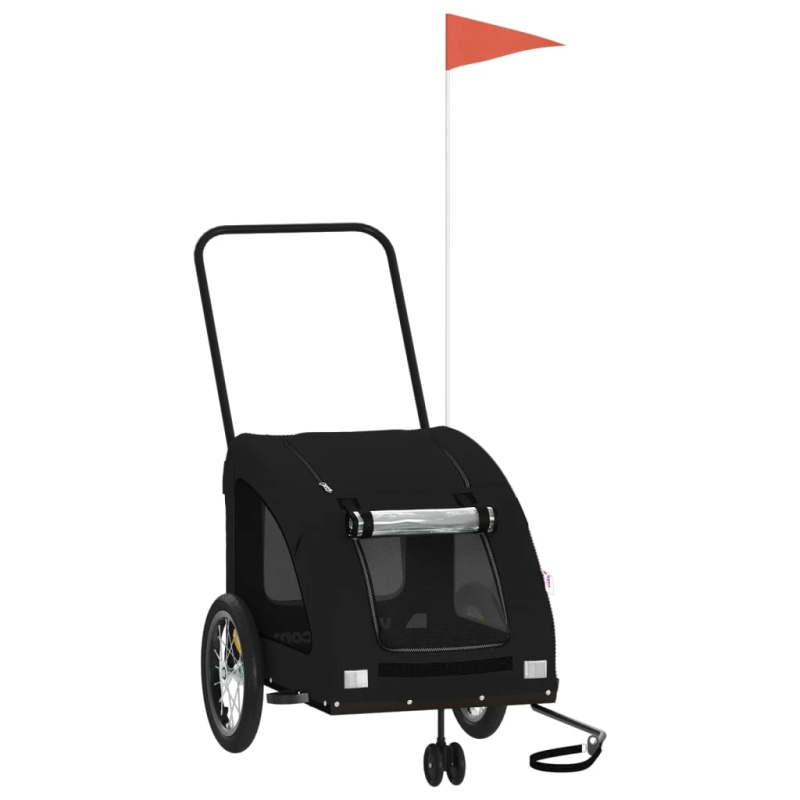 vidaXL mājdzīvnieku velo piekabe, melna, Oksfordas audums un dzelzs