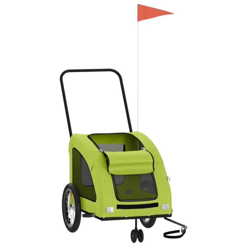 vidaXL mājdzīvnieku velo piekabe, zaļa, Oksfordas audums, dzelzs