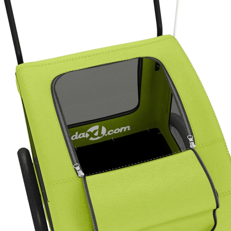 vidaXL mājdzīvnieku velo piekabe, zaļa, Oksfordas audums, dzelzs