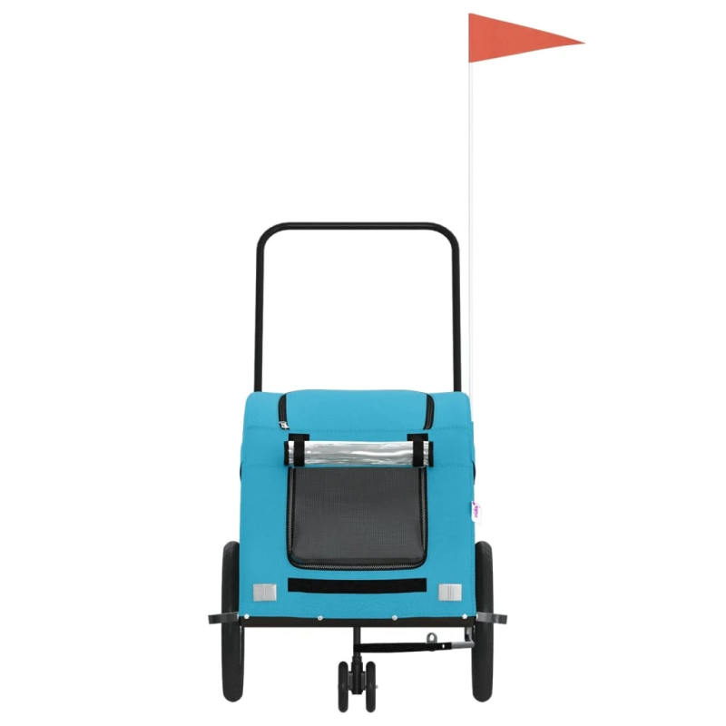 vidaXL mājdzīvnieku velo piekabe, zila, Oksfordas audums un dzelzs