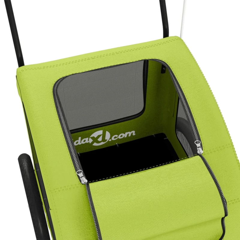 vidaXL mājdzīvnieku velo piekabe, zaļa, Oksfordas audums, dzelzs