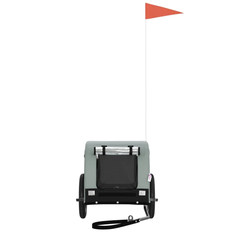 vidaXL mājdzīvnieku velo piekabe, melna ar pelēku, audums, dzelzs