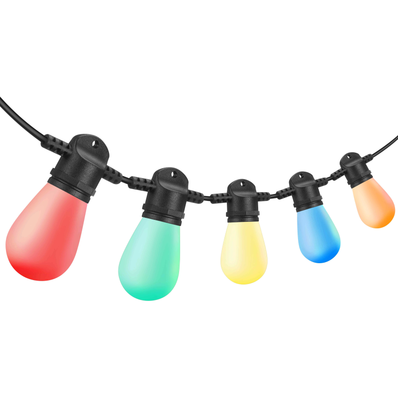 Dekoratīva lampu virtene, 5m gara, S14 E27x10gb, krāsaina