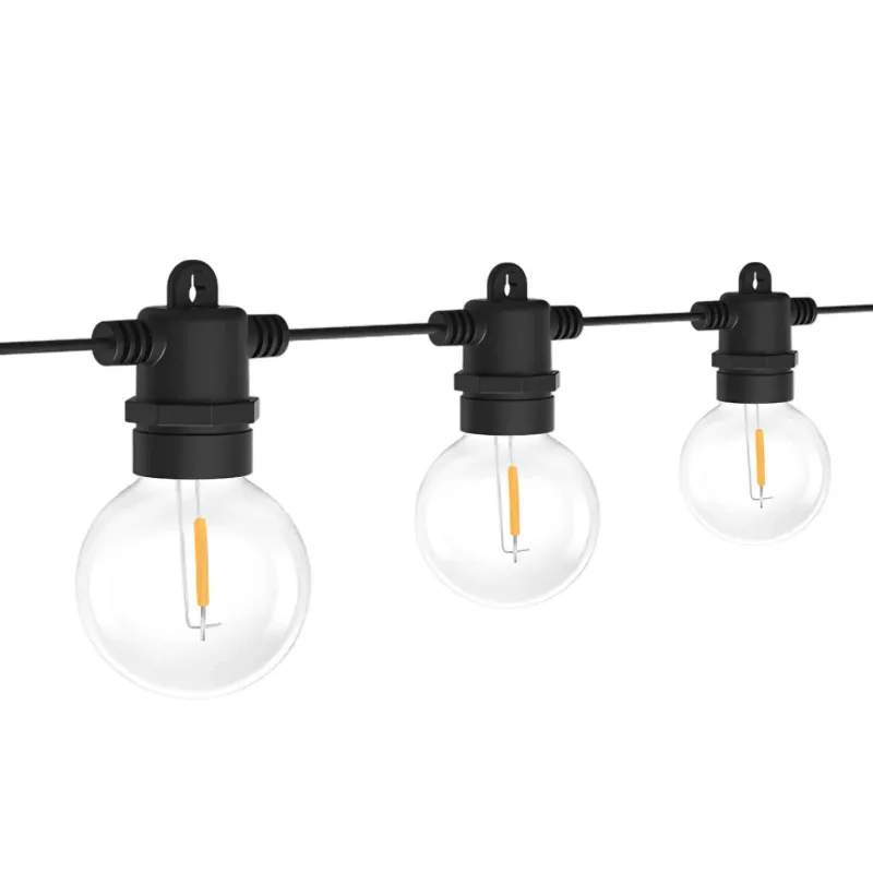 Dekoratīva lampu virtene, 5m gara, G40 E12x10gb, silti balta